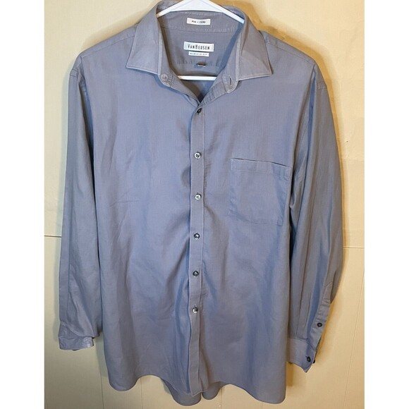 Van Heusen Fitted Men’s L Light Gray Long Sleeve Button Down Dress Shirt Used - Picture 9 of 10